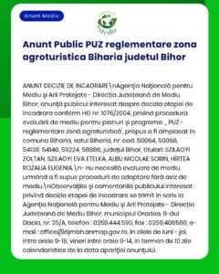 APM Bihor anunță demersuri de reglementare pentru o zonă agro-industrială în Sântion, județul Bihor.