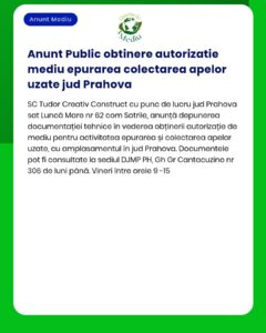 Anunț privind procedura de obținere a autorizației pentru tratarea apei în Prahova, cu instrucțiuni și locație.