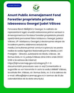 Anunt Public Amenajament Fond Forestier proprietate privata Isbaseascu