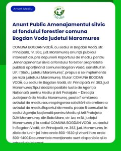 Anunt Public Amenajamentul silvic al fondului forestier comuna Bogdan