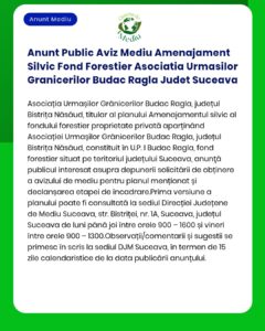 Anunt Public Aviz Mediu Amenajament Silvic Fond Forestier Asociatia Ur