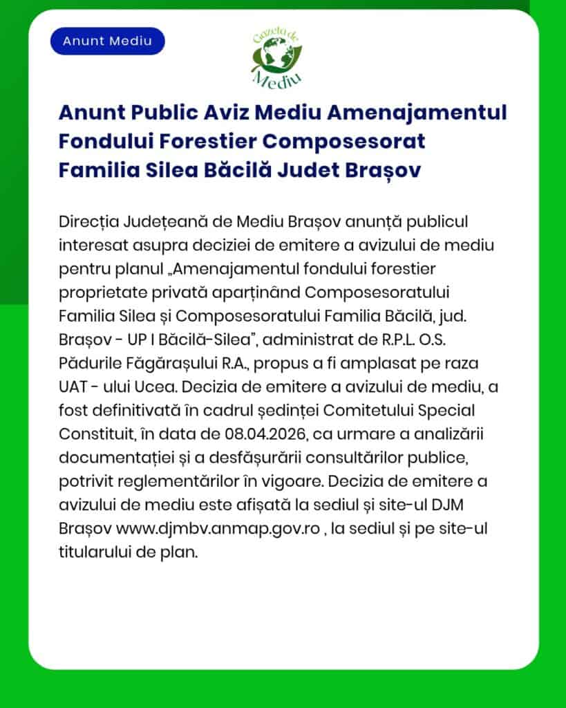 Anunt Public Aviz Mediu Amenajamentul Fondului Forestier Composesorat