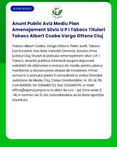 Anunt Public Aviz Mediu Plan Amenajament Silvic U P I Takacs Titulari