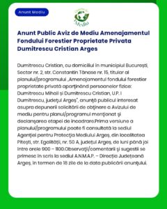 Anunt Public Aviz de Mediu Amenajamentul Fondului Forestier Proprietat