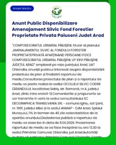 Anunt Public Disponibilizare Amenajament Silvic Fond Forestier Proprie
