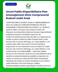 Anunt Public Disponibilizare Plan Amenajament Silvic Compresorat Budes
