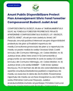 Anunt Public Disponibilizare Proiect Plan Amenajament Silvic Fond Fore