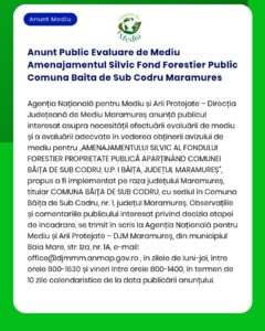 Anunt Public Evaluare de Mediu Amenajamentul Silvic Fond Forestier Pub
