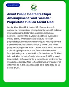 Anunt Public Incarcare Etapa Amenajament Fond Forestier Proprietate Pu