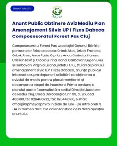 Anunt Public Obtinere Aviz Mediu Plan Amenajament Silvic UP I Fizes Da