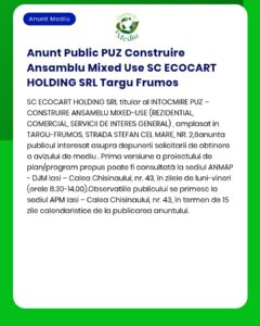 Anunt Public PUZ Construire Ansamblu Mixed Use SC ECOCART HOLDING SRL