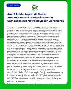 Anunt Public Raport de Mediu Amenajamentul Fondului Forestier Composes