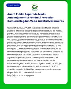 Anunt Public Raport de Mediu Amenajamentul Fondului Forestier Comuna B