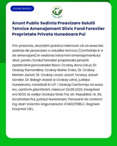 Anunt Public Sedinta Preavizare Solutii Tehnice Amenajament Silvic Fon