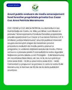 Anunt public evaluare de mediu amenajament fond forestier proprietate
