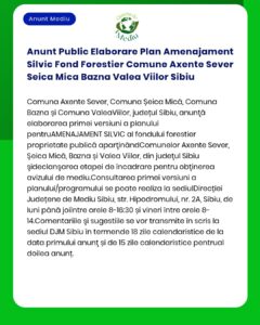 Anunt Public Elaborare Plan Amenajament Silvic Fond Forestier Comune A