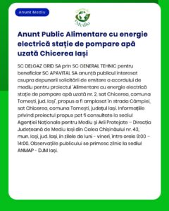 Proiect stație de pompare a apelor uzate în Chicerea, Iași.