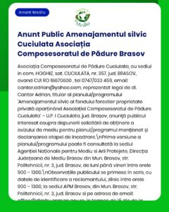 Anunț privind drepturile proprietarilor de pădure privați emis de Asociația Composesoratul de Pădure Brașov.