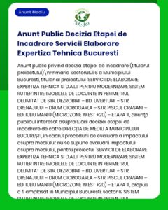 Anunț privind etapele proiectului de modernizare drumuri și clădiri realizat de Primăria București, cu străzile afectate.