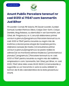 Verificarea planului parcelării terenurilor nr. cad. 61351 și 71547 în Sânmartin, Jud. Bihor.