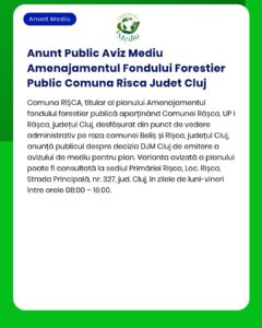 Anunt Public Aviz Mediu Amenajamentul Fondului Forestier Public Comuna