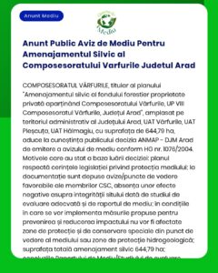 Anunt Public Aviz de Mediu Pentru Amenajamentul Silvic al Composesorat