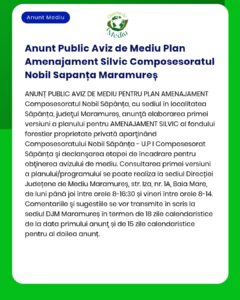 Anunt Public Aviz de Mediu Plan Amenajament Silvic Composesoratul Nobi