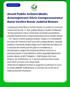 Anunt Public Avizare Mediu Amenajament Silvic Composesoratul Buna Vest