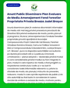 Anunt Public Diseminare Plan Evaluare de Mediu Amenajament Fond Forest