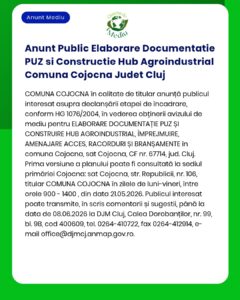 Anunt Public Elaborare Documentatie PUZ si Constructie Hub Agroindustr