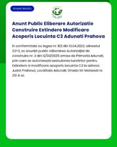 Anunt Public Eliberare Autorizatie Construire Extindere Modificare Aco