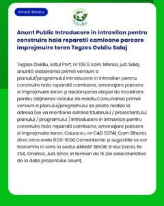 Anunt Public Introducere in intravilan pentru construire hala reparati