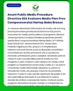 Anunt Public Mediu Procedura Directiva SEA Evaluare Mediu Plan Prov Co