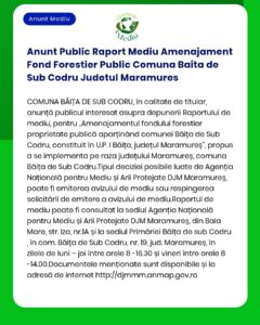 Anunt Public Raport Mediu Amenajament Fond Forestier Public Comuna Bai