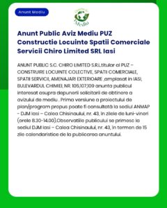 Anunt Public Aviz Mediu PUZ Constructie Locuinte Spatii Comerciale Ser