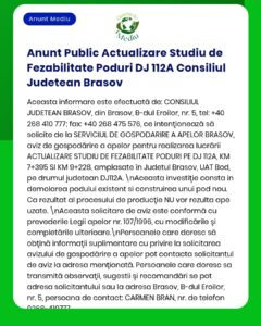 Actualizare studiu fezabilitate DJ 112A, județul Brașov; zonă afectată menționate.