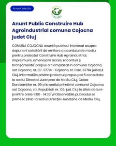 Propunere privind construirea unui centru agroindustrial în Cojocna, județul Cluj.