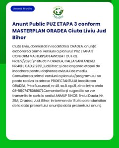 Planul de urbanism PUZ ETAPA 3 din Oradea, județul Bihor. Documentele relevante sunt disponibile pentru consultare.
