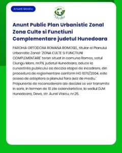 Plan Urbanistic Zonal și funcțiuni complementare Hunedoara, cu propuneri de reglementare urbanistică.