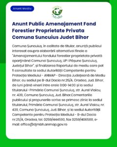 Anunt Public Amenajament Fond Forestier Proprietate Privata Comuna Sun