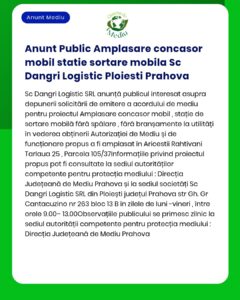 Anunt Public Amplasare concasor mobil statie sortare mobila Sc Dangri