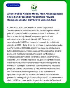 Anunt Public Aviz De Mediu Plan Amenajament Silvic Fond Forestier Prop