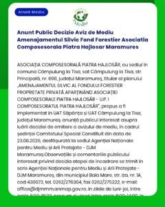 Anunt Public Decizie Aviz de Mediu Amenajamentul Silvic Fond Forestier