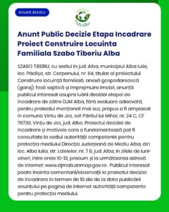 Anunt Public Decizie Etapa Incadrare Proiect Construire Locuinta Famil