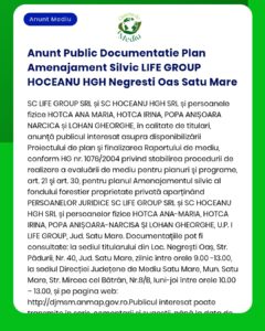 Anunt Public Documentatie Plan Amenajament Silvic LIFE GROUP HOCEANU H
