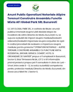 Anunt Public Operatiuni Notariale Alipire Terenuri Construire Ansamblu