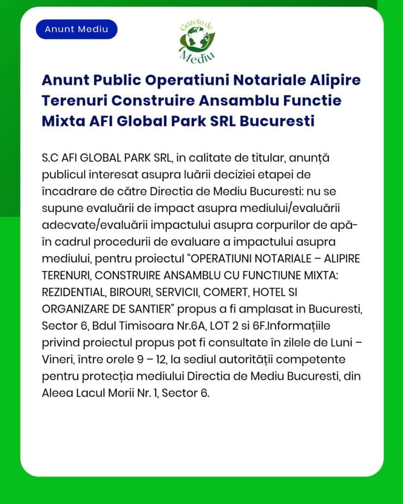 Anunt Public Operatiuni Notariale Alipire Terenuri Construire Ansamblu