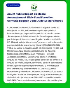 Anunt Public Raport de Mediu Amenajament Silvic Fond Forestier Comuna