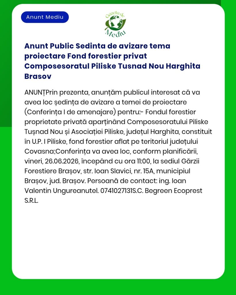 Anunt Public Sedinta de avizare tema proiectare Fond forestier privat