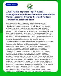 Anunt Public depunere raport mediu Amenajament fond forestier Ulmeni M